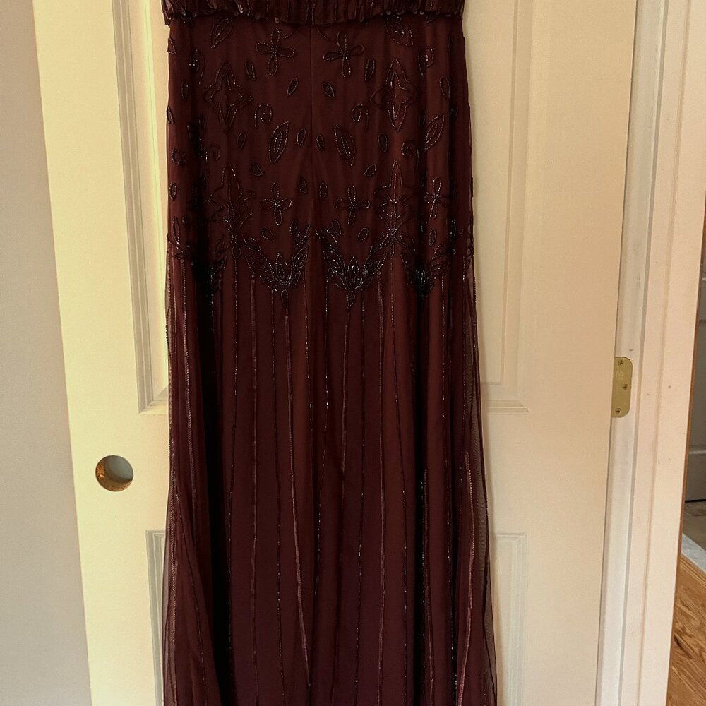 Adrianna Pappell Bead Embellished Blouson Short-Sleeve Gown Petite size 8p